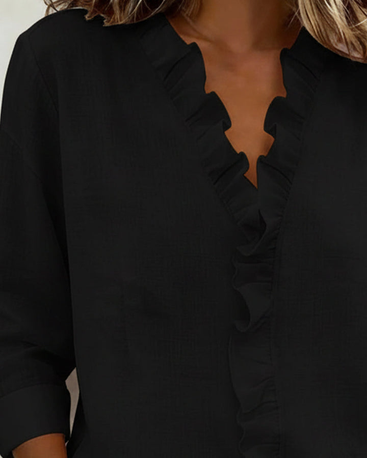 Blouse dames | Elegante blouse met volantkraag