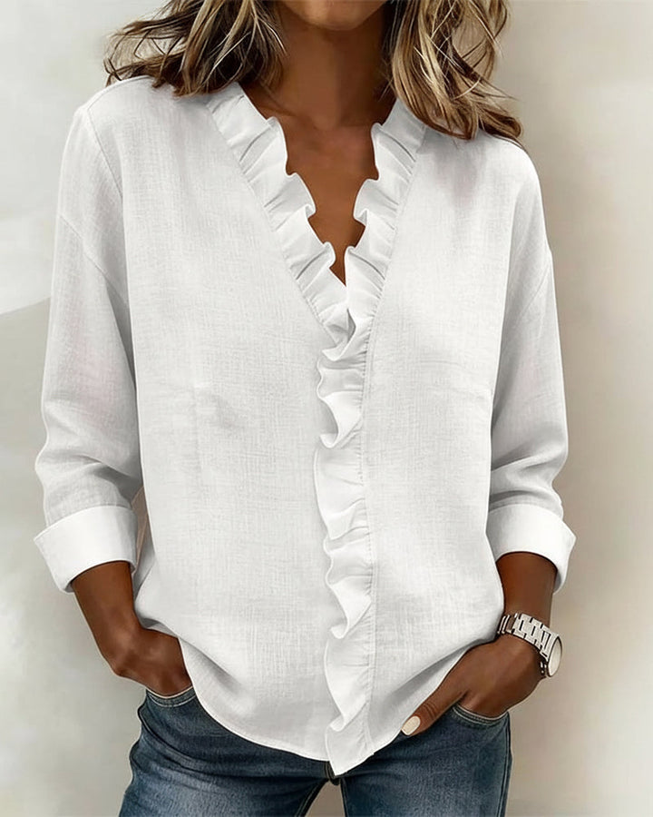 Blouse dames | Elegante blouse met volantkraag