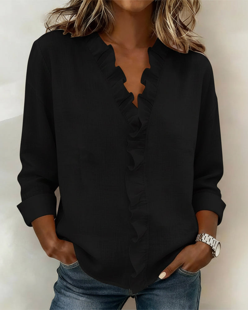 Blouse dames | Elegante blouse met volantkraag