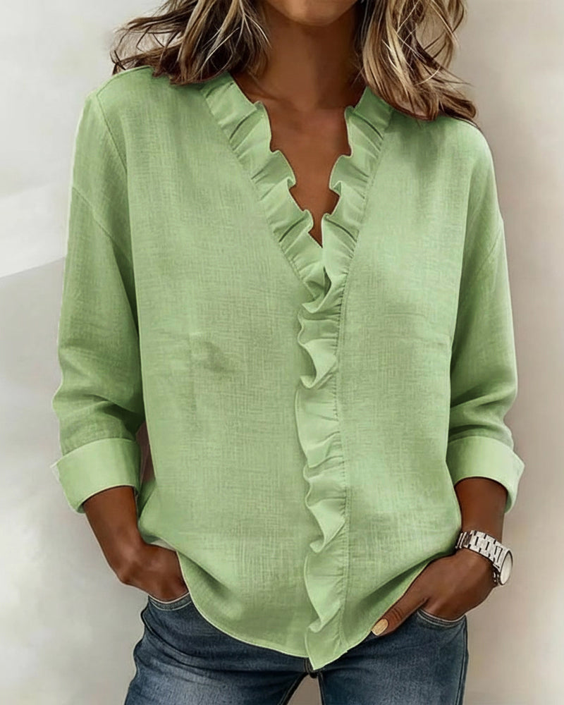 Blouse dames | Elegante blouse met volantkraag