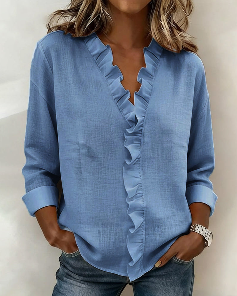 Blouse dames | Elegante blouse met volantkraag