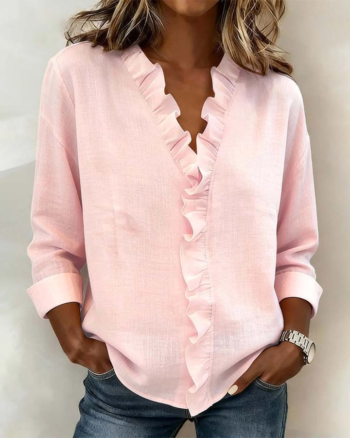 Blouse dames | Elegante blouse met volantkraag