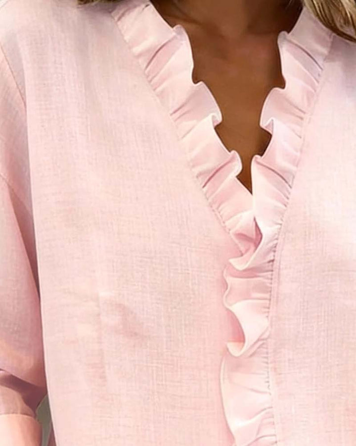 Blouse dames | Elegante blouse met volantkraag