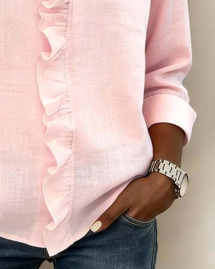 Blouse dames | Elegante blouse met volantkraag