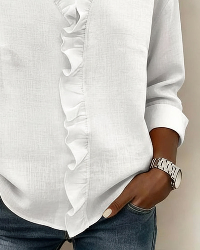 Blouse dames | Elegante blouse met volantkraag
