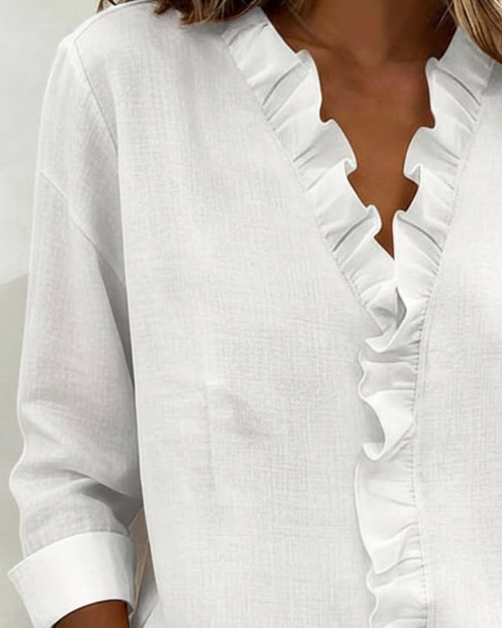 Blouse dames | Elegante blouse met volantkraag
