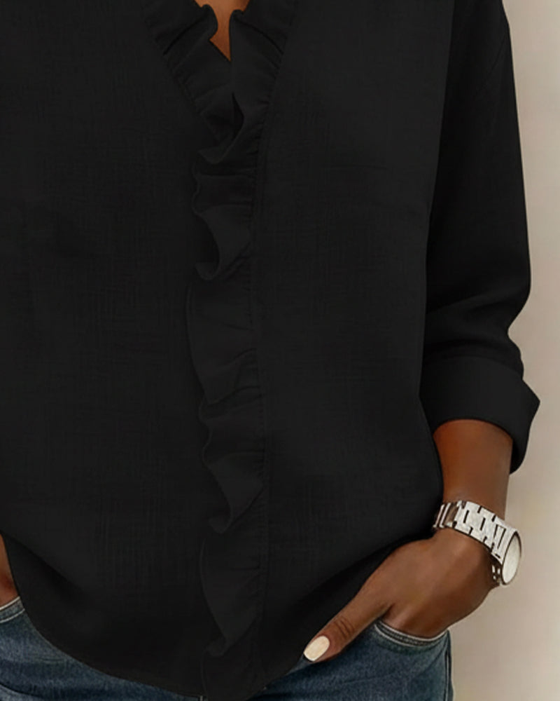 Blouse dames | Elegante blouse met volantkraag