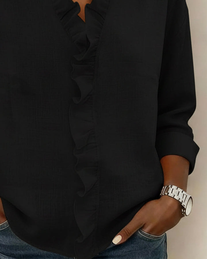 Blouse dames | Elegante blouse met volantkraag