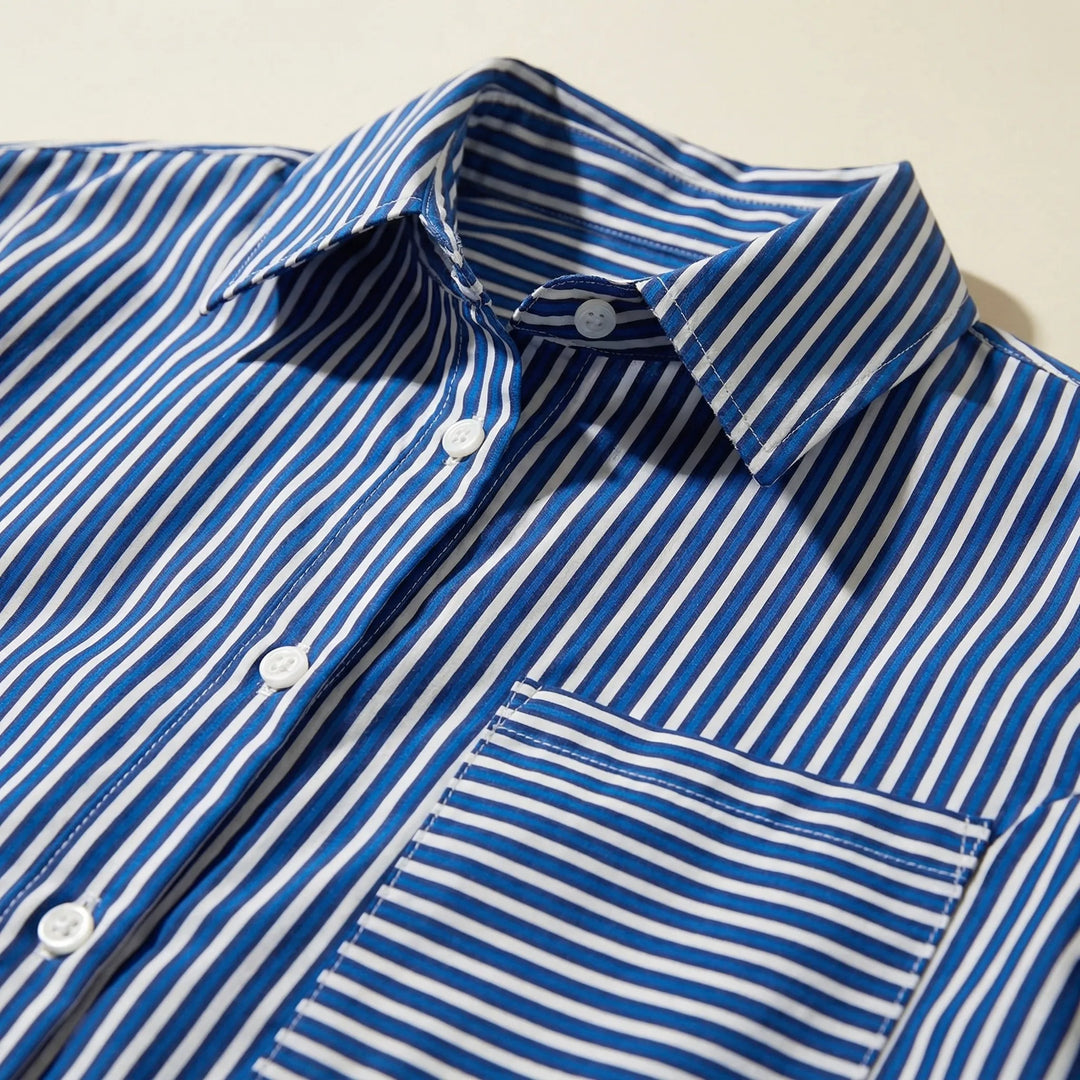 Blouse dames | Gestreepte blouse met uitlopende mouwen