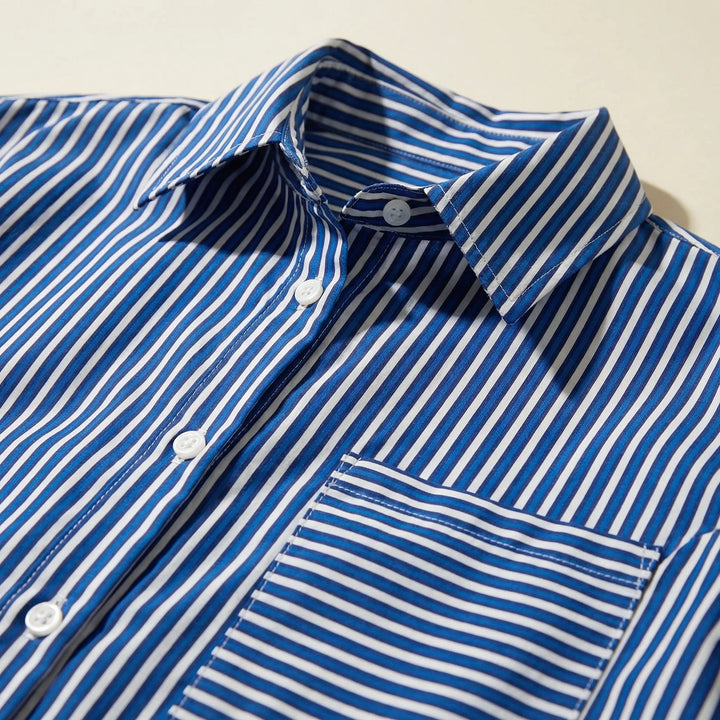 Blouse dames | Gestreepte blouse met uitlopende mouwen