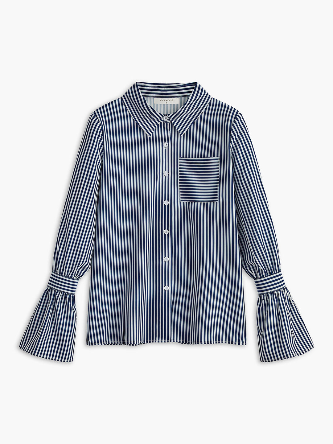 Blouse dames | Gestreepte blouse met uitlopende mouwen