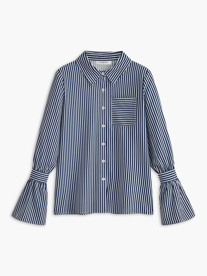 Blouse dames | Gestreepte blouse met uitlopende mouwen