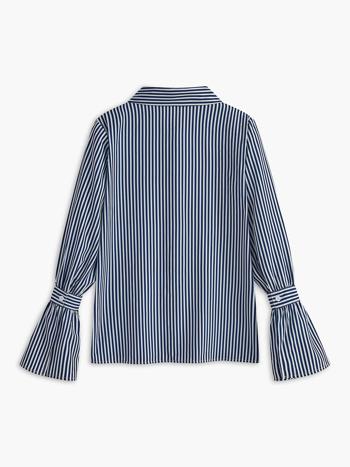 Blouse dames | Gestreepte blouse met uitlopende mouwen