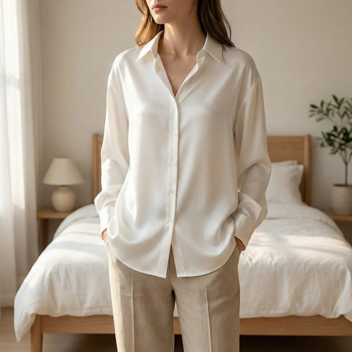 Blouse dames | Lange mouw blouse in losse pasvorm
