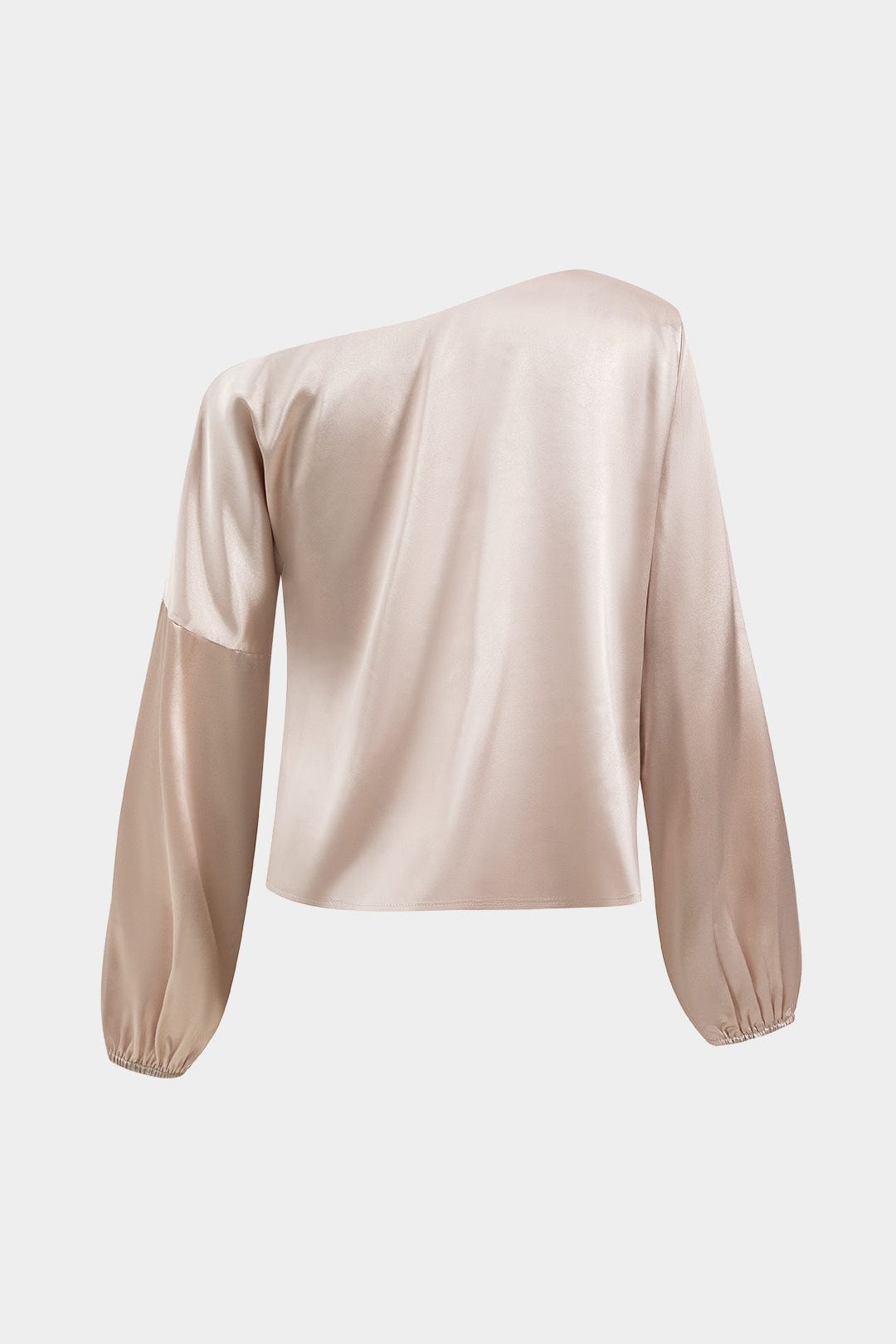 Blouse dames | One shoulder blouse met satijn look en ballonmouwen