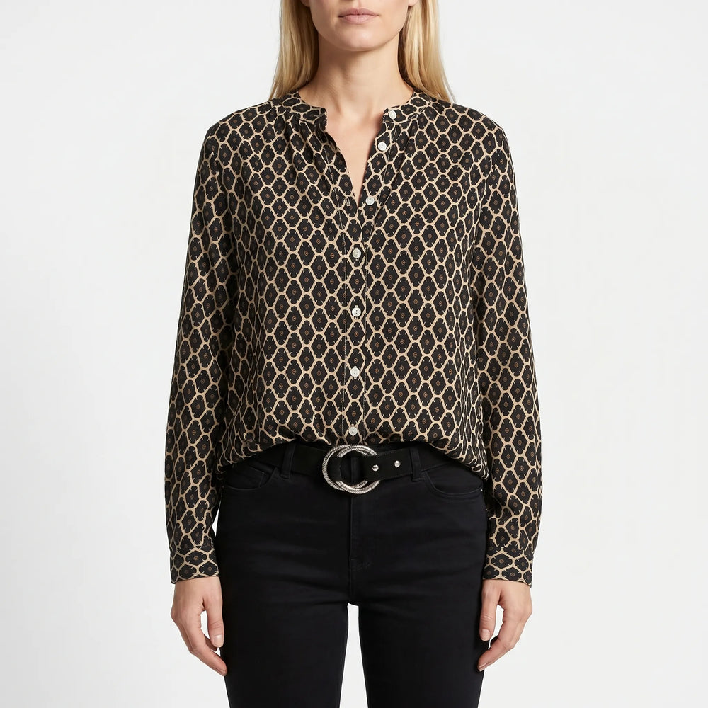 Blouse dames | Print blouse met v-hals en lange mouw