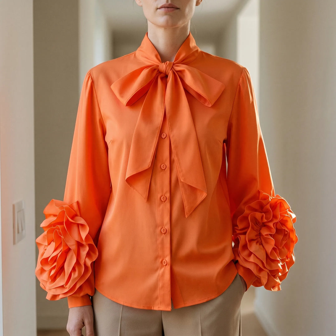 Blouse dames | Statement blouse met bloemenmouwen