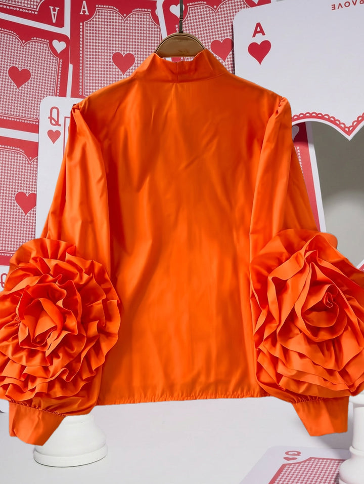 Blouse dames | Statement blouse met bloemenmouwen