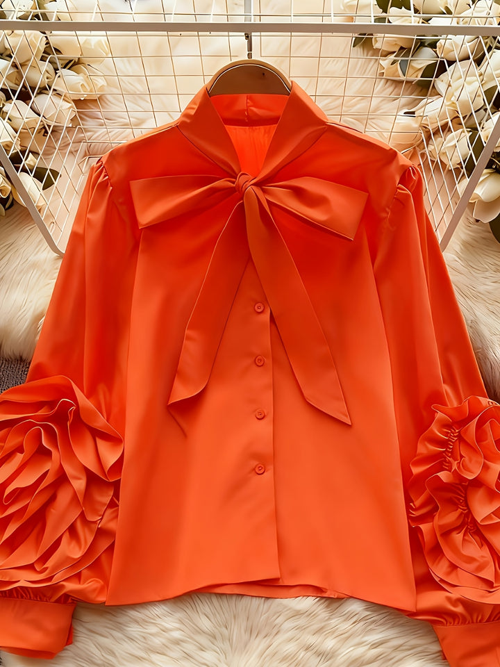 Blouse dames | Statement blouse met bloemenmouwen