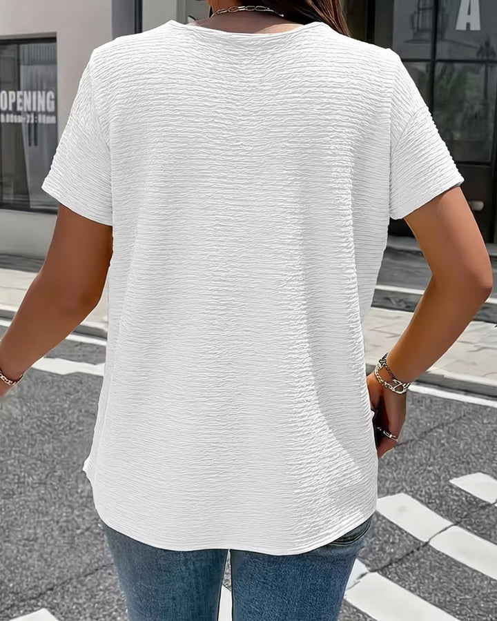 Blouse dames | Structuur top met knoopdetail