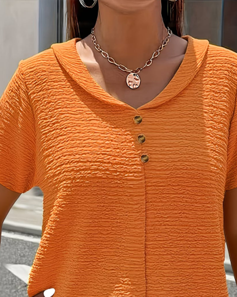Blouse dames | Structuur top met knoopdetail