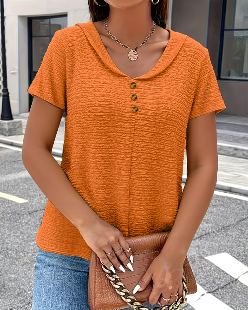 Blouse dames | Structuur top met knoopdetail