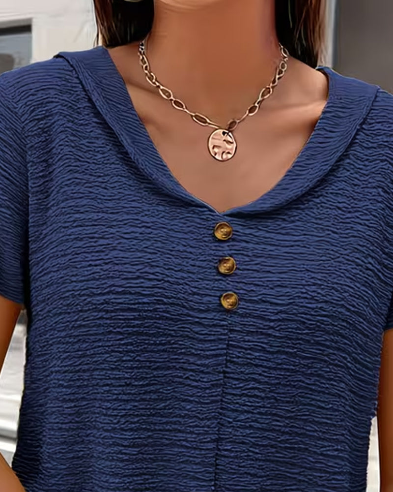 Blouse dames | Structuur top met knoopdetail
