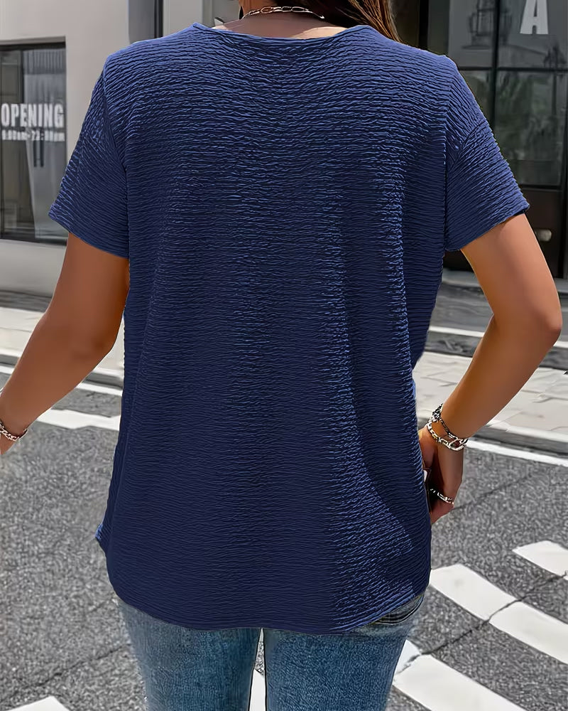 Blouse dames | Structuur top met knoopdetail