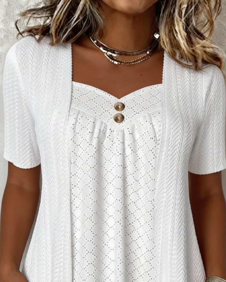 Blouse dames | Top met open vest en korte mouw