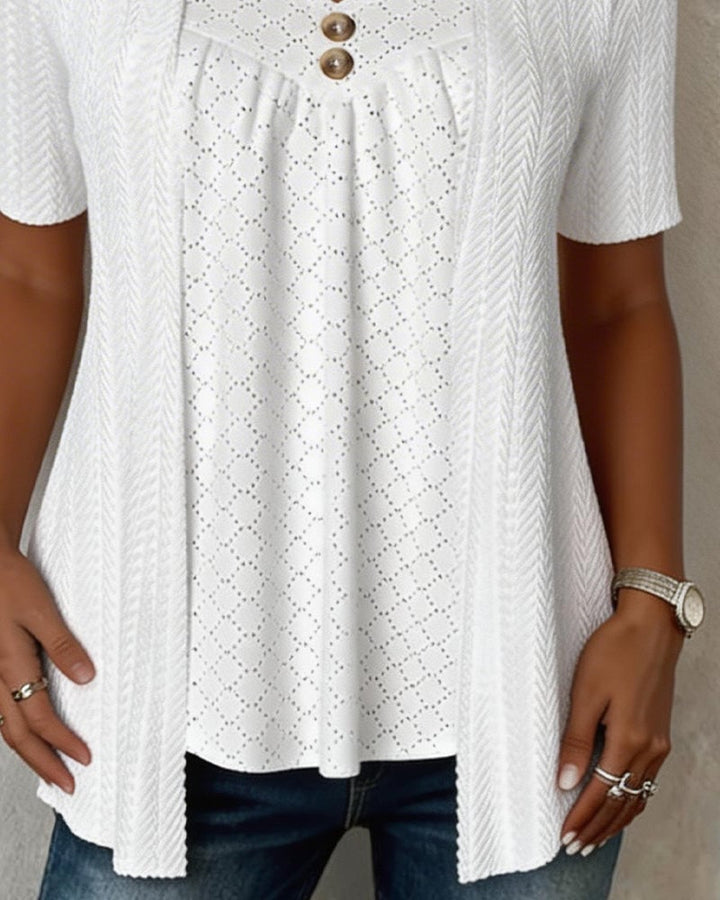 Blouse dames | Top met open vest en korte mouw