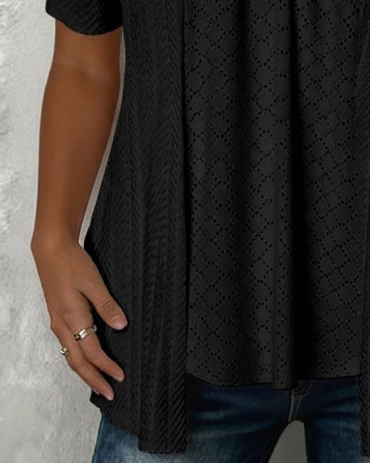 Blouse dames | Top met open vest en korte mouw