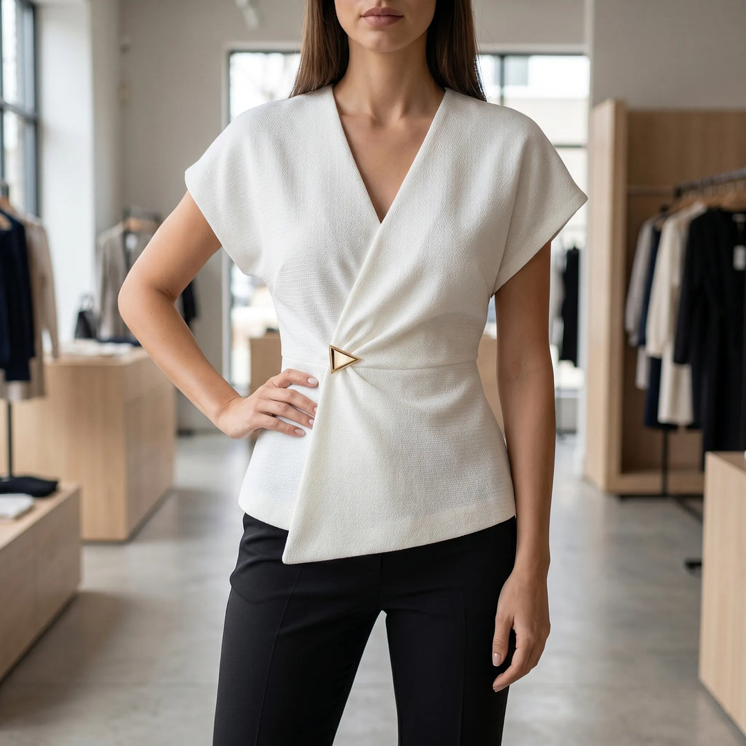 Blouse dames | Wikkelblouse met kapmouwen