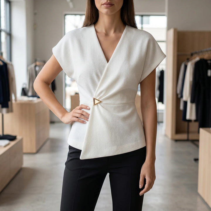 Blouse dames | Wikkelblouse met kapmouwen