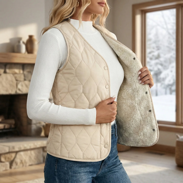 Bodywarmer dames | Gewatteerde quilted vest met knoopsluiting