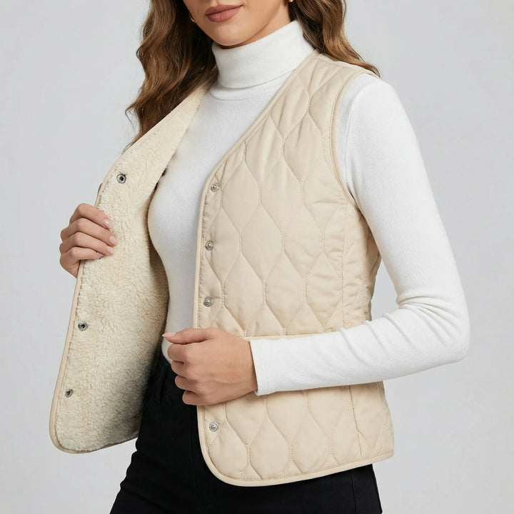 Bodywarmer dames | Gewatteerde quilted vest met knoopsluiting