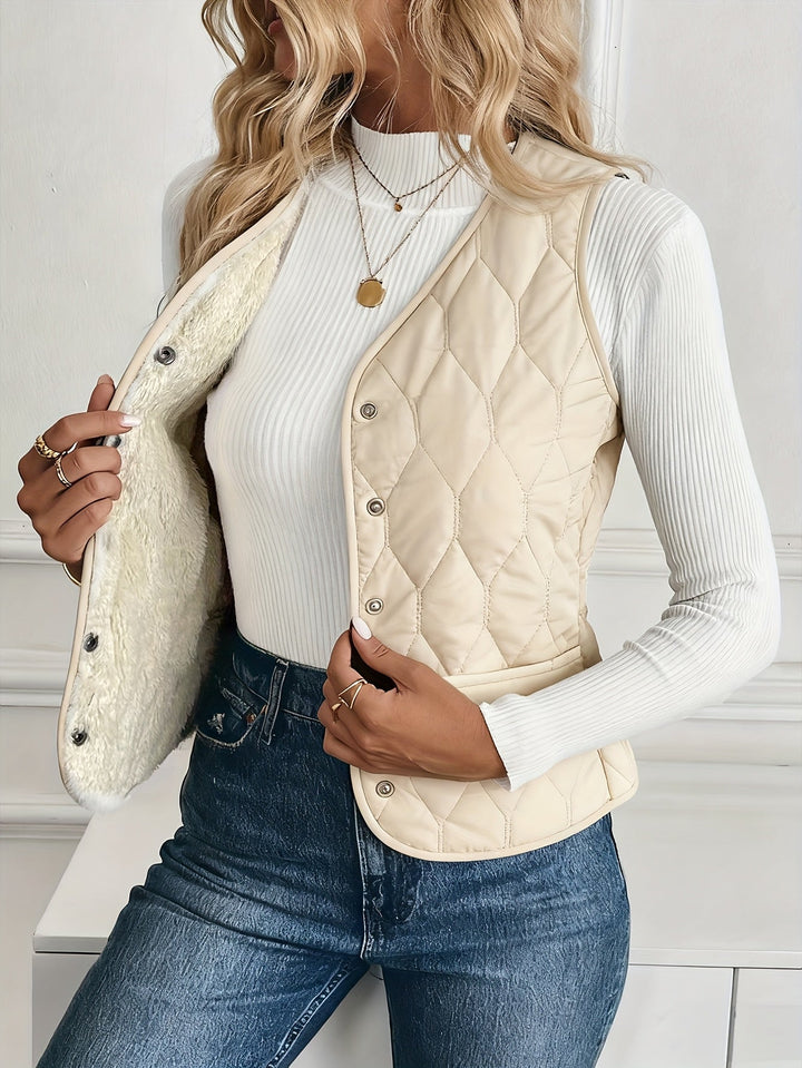 Bodywarmer dames | Gewatteerde quilted vest met knoopsluiting