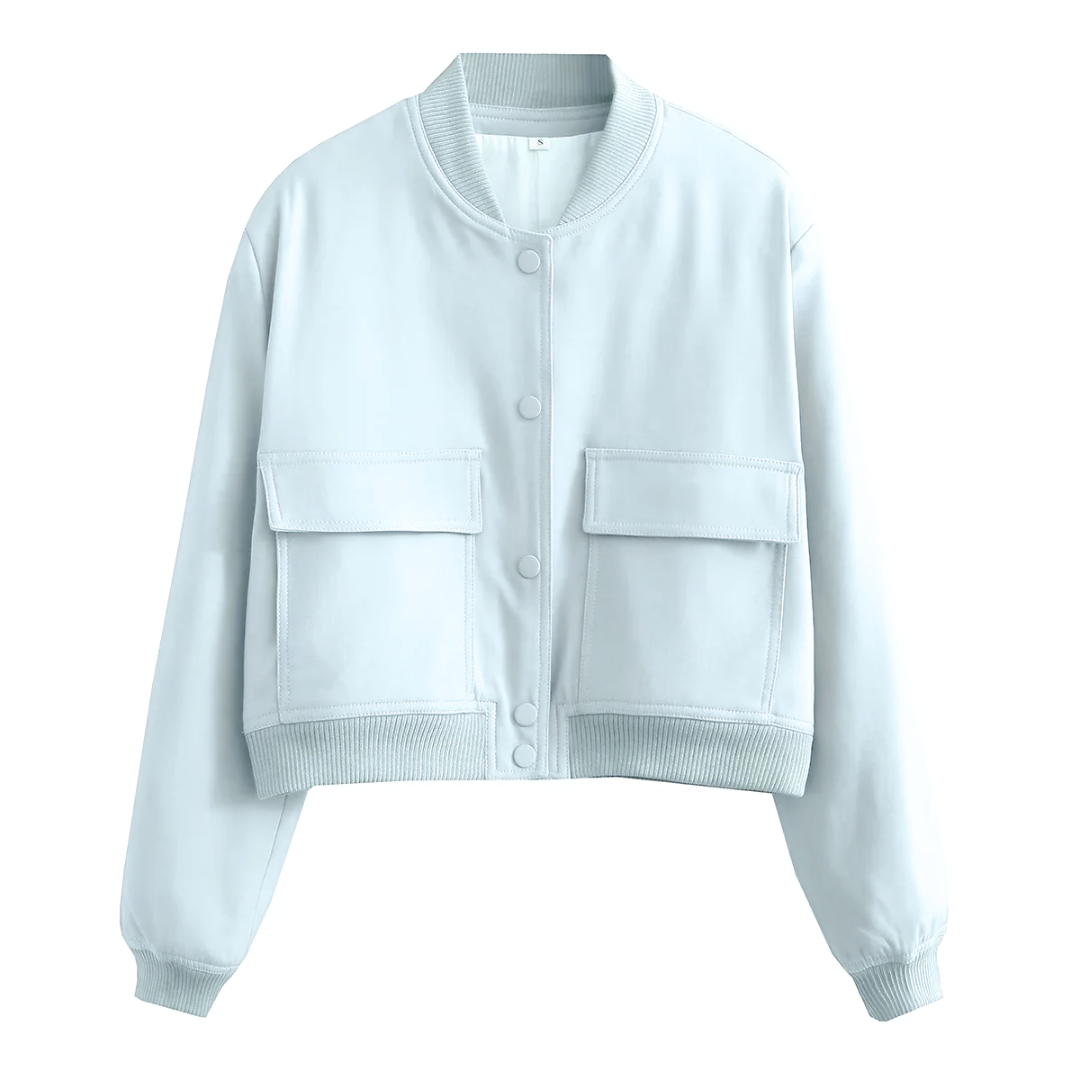 Bomberjack dames | Cropped varsity jasje met drukknopen