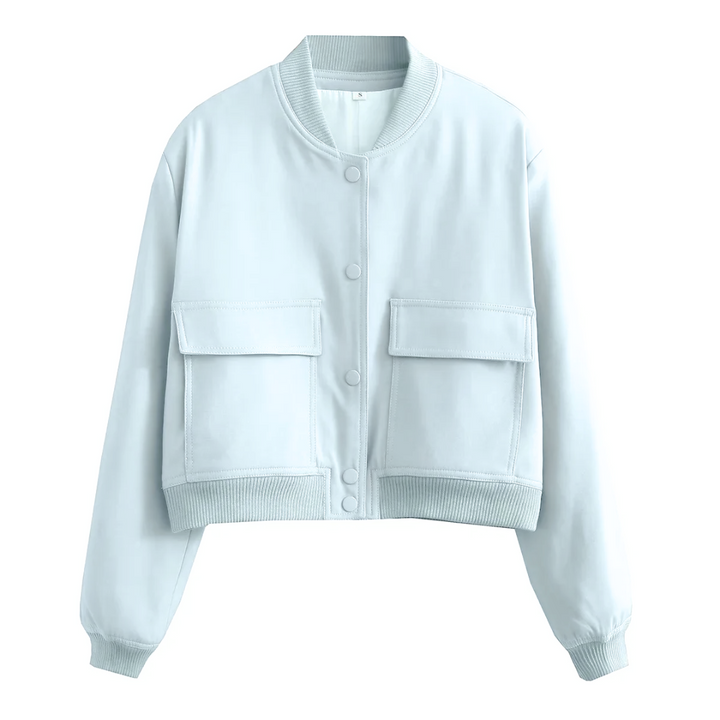 Bomberjack dames | Cropped varsity jasje met drukknopen