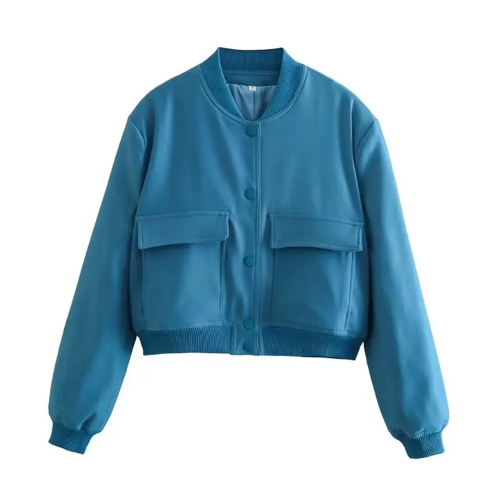 Bomberjack dames | Cropped varsity jasje met drukknopen