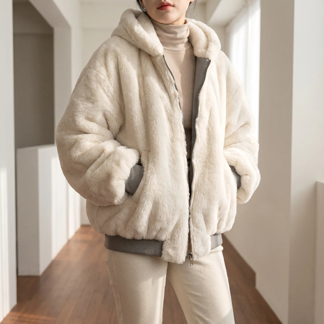 Bomberjack dames | Oversized gevoerde jas met capuchon en rits