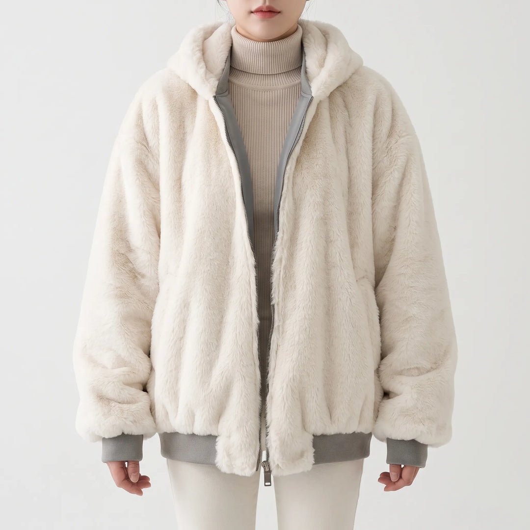 Bomberjack dames | Oversized gevoerde jas met capuchon en rits