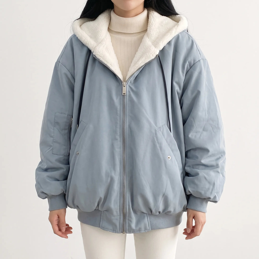 Bomberjack dames | Oversized gevoerde jas met capuchon en rits