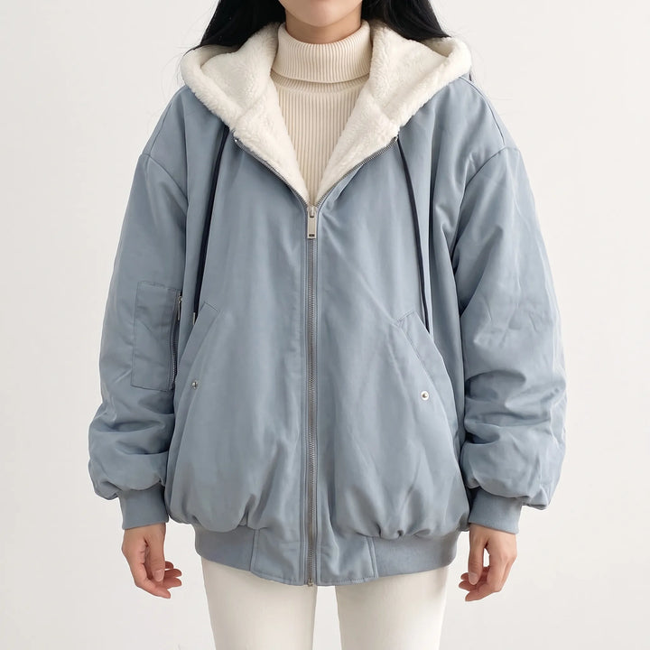 Bomberjack dames | Oversized gevoerde jas met capuchon en rits
