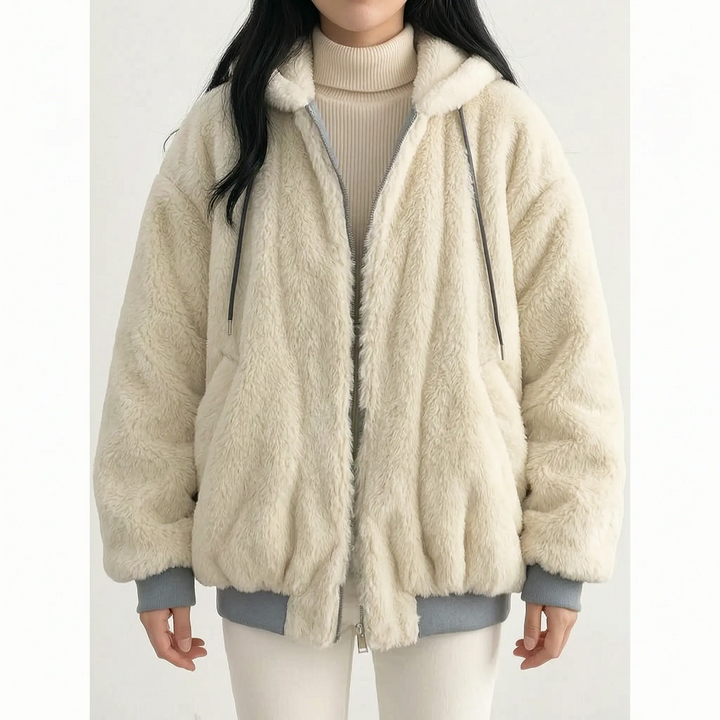Bomberjack dames | Oversized gevoerde jas met capuchon en rits