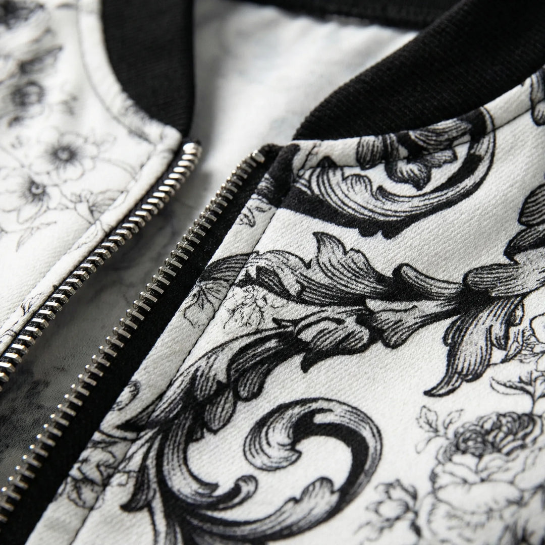 Bomberjack dames | Print jasje met rits en ronde hals