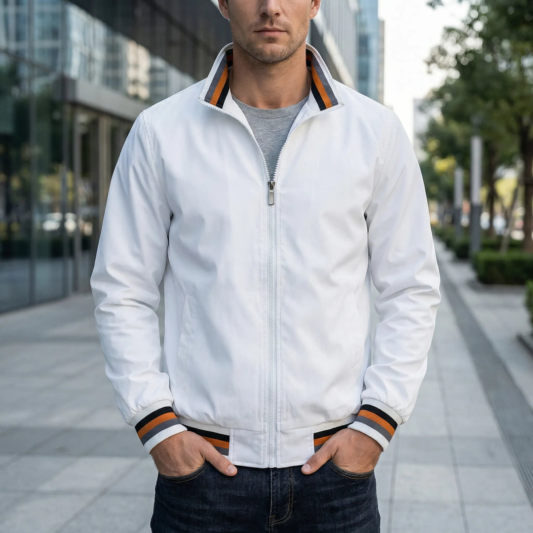 Bomberjack heren | Varsity met gestreepte mouwen
