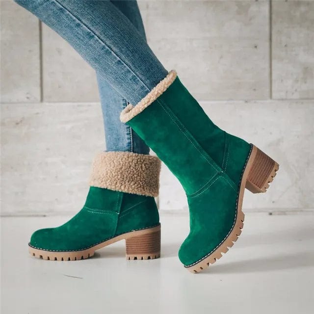 Dames winter enkellaars met warme voering met omslag