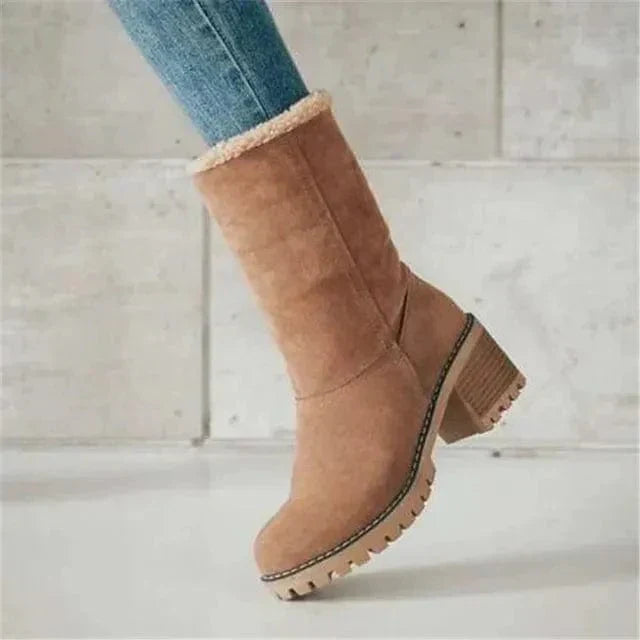 Dames winter enkellaars met warme voering met omslag