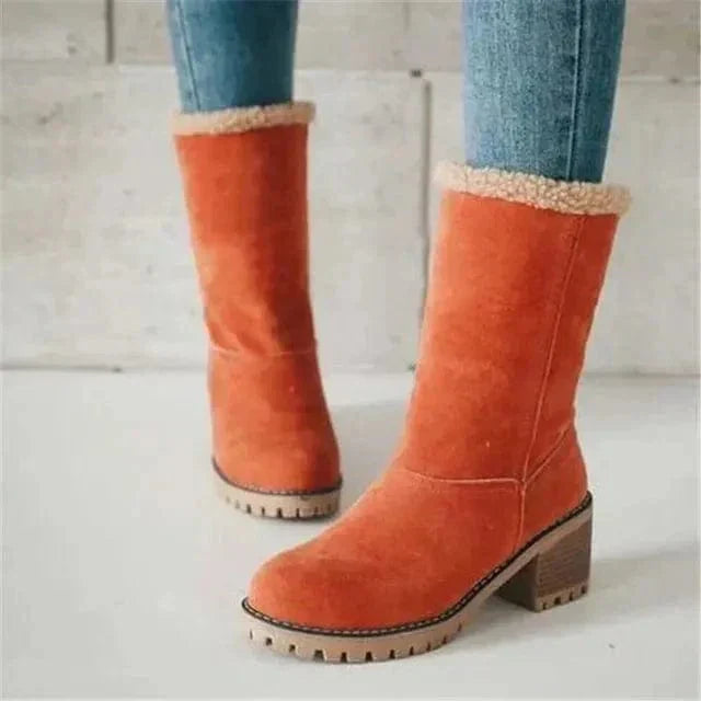 Dames winter enkellaars met warme voering met omslag