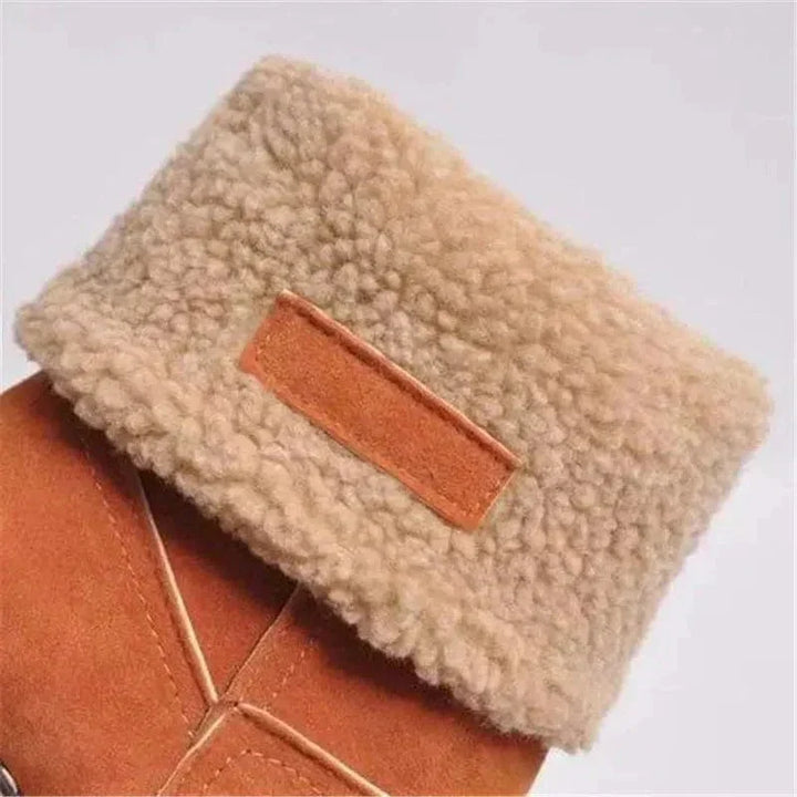 Dames winter enkellaars met warme voering met omslag